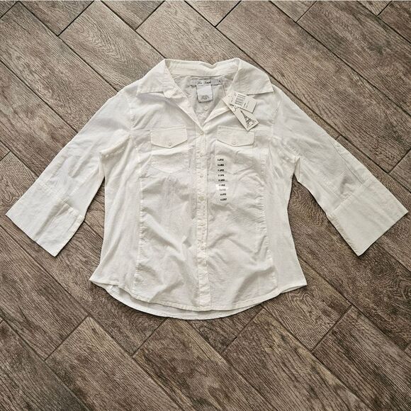 For Joseph White 3/4 Sleeve Button Up Shirt - Picture 1 of 1
